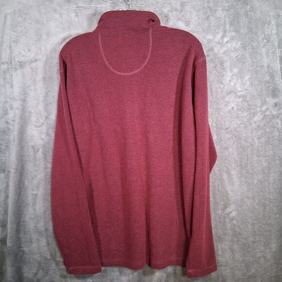 Orvis Sweater Mens Large Quarter Zip Pullover Fleece Burgundy - Picture 2 of 6